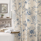 Farmhouse Floral Vintage Shower Curtain for Bathroom, Black and Tan Taupe