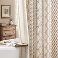 Natural Linen Boho Shower Curtain,72" W x 72" L