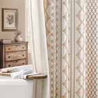 Natural Linen Boho Shower Curtain,72" W x 72" L