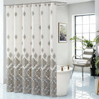 Fabric Shower Curtain, Narrow Width Beige Brown Stripe Waterproof Curtain for Tub or Stall，54" W x 72" H