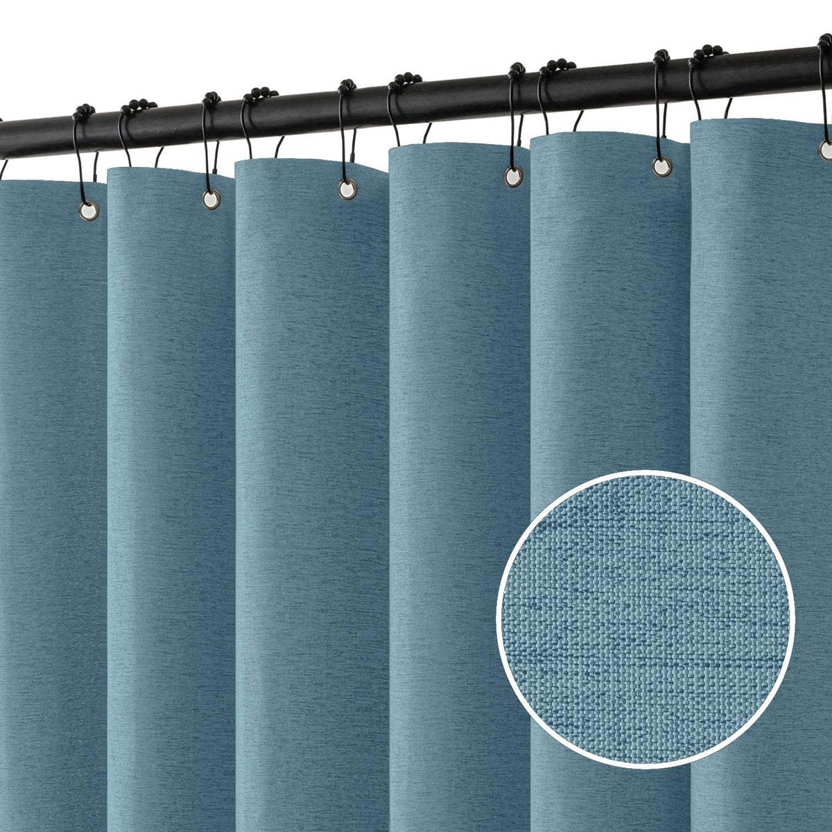 MIULEE 72 x 90 Extra Long Linen Shower Curtain Cream Beige 12 Metal Hooks
