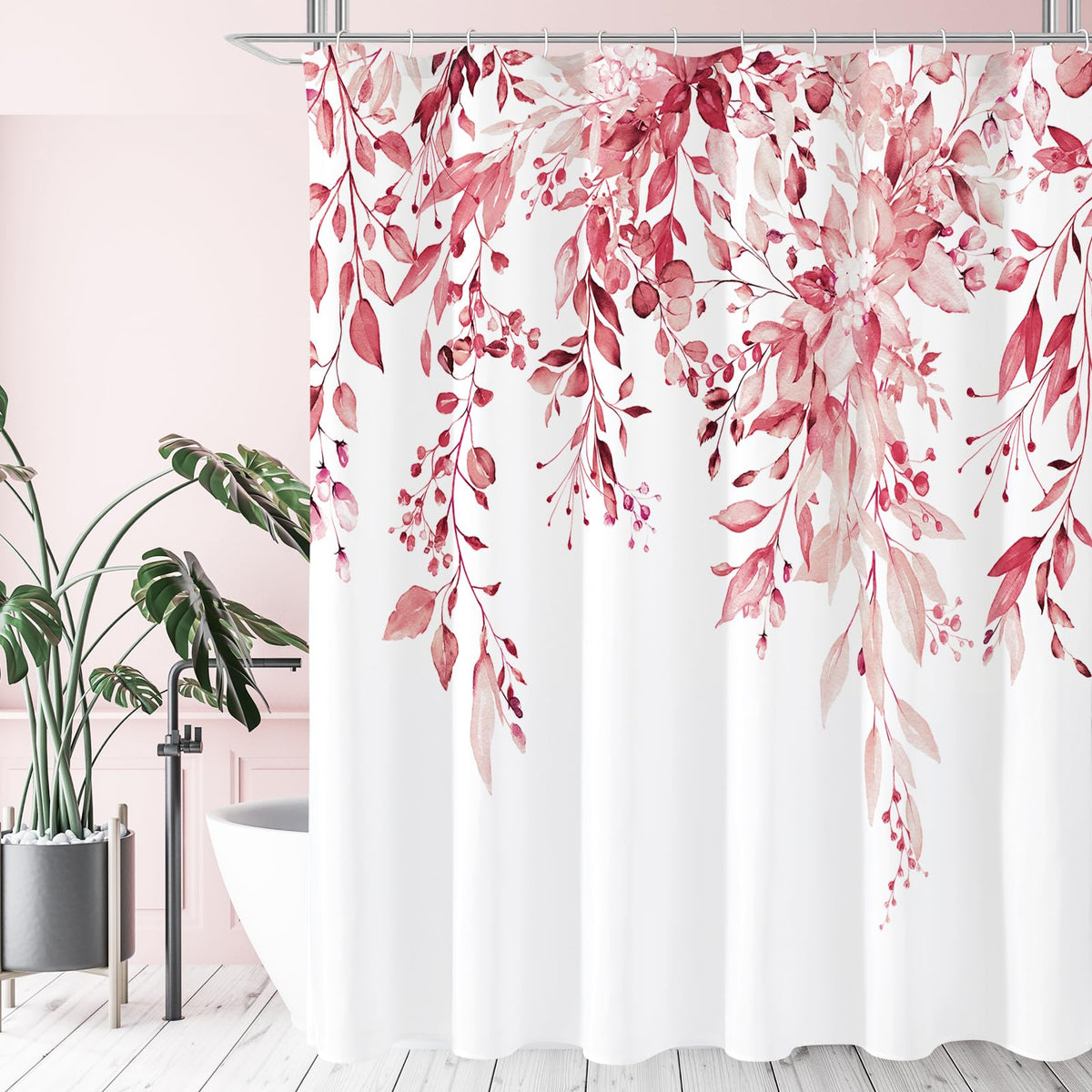 Gibelle Sage Green Eucalyptus Shower Curtain, Floral Print, 72x72