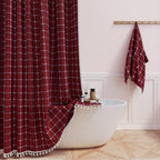 BTTN Sage Green Boho Farmhouse Linen Heavy Duty Shower Curtain Set, 72x72