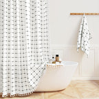 BTTN Sage Green Boho Farmhouse Linen Heavy Duty Shower Curtain Set, 72x72