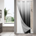 No Hook Weave Fabric Shower Curtain with Snap-in Liner White,72x74