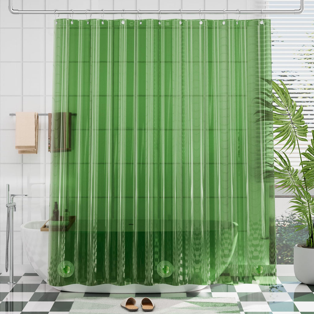 AmazerBath Black Shower Curtain Liner Plastic, Thick PEVA Shower Curtain Black, Dark Shower Liner Heavy Duty 8G, Black Bathroom Curtain Waterproof with 3 Weighted Stones and 12 Grommets, 72x72 Inches