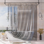 AmazerBath Heavy Shower Curtain Liner, 100% EVA Clear Green Heavy Duty Luxury Soft Shower Curtain and Liner 2-in-1, 72x72 Plastic Weighted Shower Liner, 12 Rustproof Grommets & 3 Heavyweight Stones