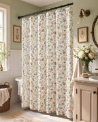 jinchan Linen Shower Curtain for Bathroom with 12 Hooks, Beige, 70x72