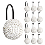 Sunlit Boho Knots Shower Curtain Hooks, Home Decorative Shower Curtain Rings for Bathroom, Seaside Nautical Shower Curtain Hangers Bathroom Accessories, Set of 12