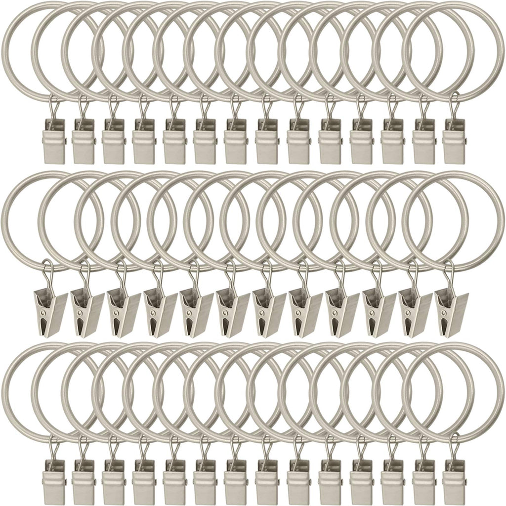 40 Pack Curtain Rings with Clips, Drapery Clips with Rings, Drapes Rings 1.26 in Interior Diameter, Fits up to 1 in Curtain Rod, Black