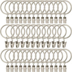 40 Pack Curtain Rings with Clips, Drapery Clips with Rings, Drapes Rings 1.26 in Interior Diameter, Fits up to 1 in Curtain Rod, Black