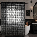 TUDECO Lace Brown Shower Curtain with Attached Valance, 72 x 72 Inch