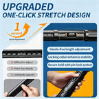 Heavy Duty One-Click Tension Curtain Rod 40-67Inch, Easy to Install, No Drill Adjustable Curtain Rod, 1.26"Diameter Non-Slip Rod for Windows, Shower, Bathroom, Closet, Balcony & Outdoor Spaces, Black
