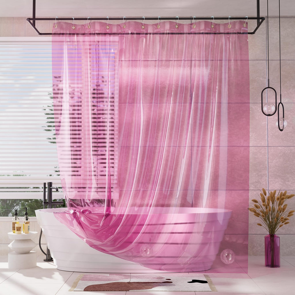 AmazerBath Heavy Shower Curtain Liner, 100% EVA Clear Green Heavy Duty Luxury Soft Shower Curtain and Liner 2-in-1, 72x72 Plastic Weighted Shower Liner, 12 Rustproof Grommets & 3 Heavyweight Stones