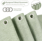 Seenus Natural Sage Green Linen Look Fabric Shower Curtain, Heavy Duty Faux Linen Textured Shower Curtain Water-Resistant, 72 x 72 Inch Soothing Forest Green Farmhouse Bathroom Decor Shower Curtains