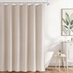 Naturoom Linen Shower Curtain 72 Inch Long for Bathroom Beige 1 Panel