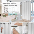 River Dream No Hook Fabric Shower Curtain TPU Lining, White, 71x74