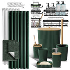 Clara Clark Black Bathroom Set, Shower Curtain Set, Bathroom Accessory Set