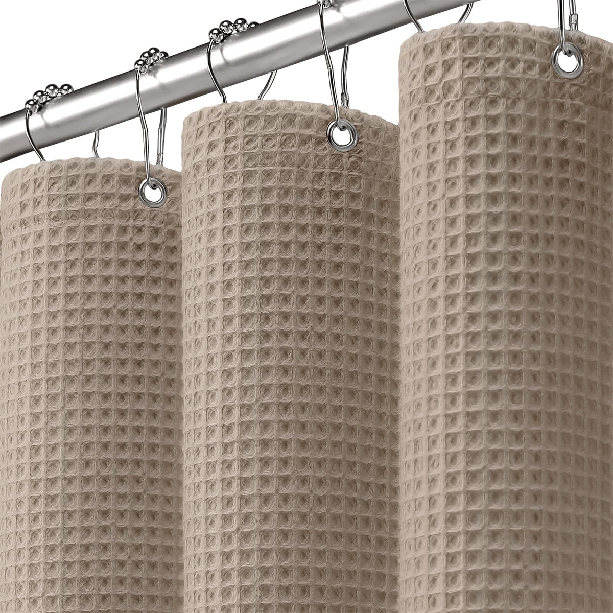 White Waffle Weave Shower Curtain 258GSM Heavyweight Cotton Fabric 72Wx72L