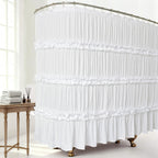Homechoice Decor Camel Ruffle Shower Curtain 72" W x 72" H