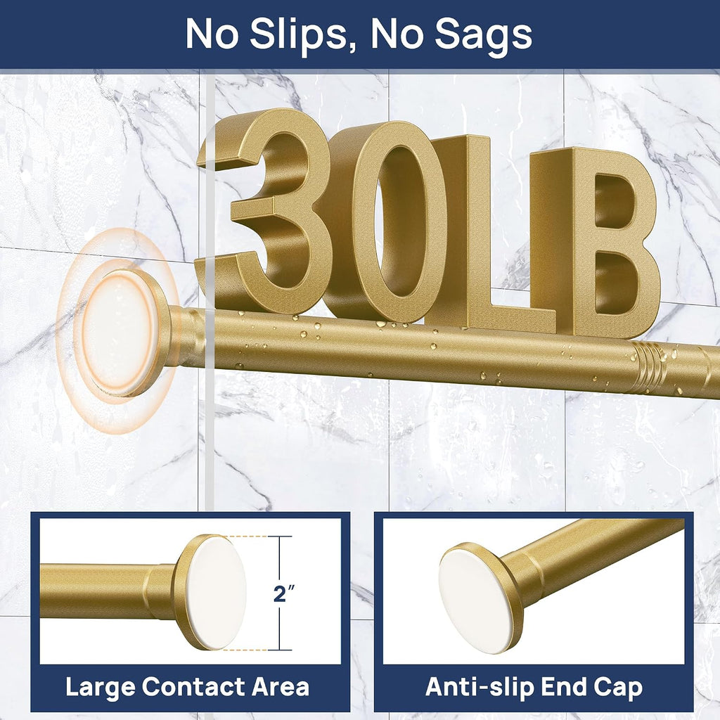 ENJOYBASICS 1" Gold Shower Curtain Rod, 30-76" Adjustable, Secure Tension