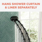 Zenna Home Double Curved Shower Curtain Rod, No Drill, 50-72 Inch Adjustable Tension Curved Shower Rod for Bathroom, Rustproof Double Rod, Non-Slip, Adds Room in Shower, Matte Black