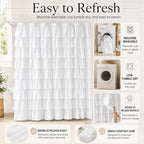 White Ruffle Shower Curtain for Bathroom,72 x 72 Inches, Farmhouse Style