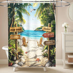 Nautical Green Sea Turtles Beach Theme Fabric Shower Curtain Sets Bathroom Blue Ocean Decor with Grommets and Hooks - 72 x 72 Inch Teal