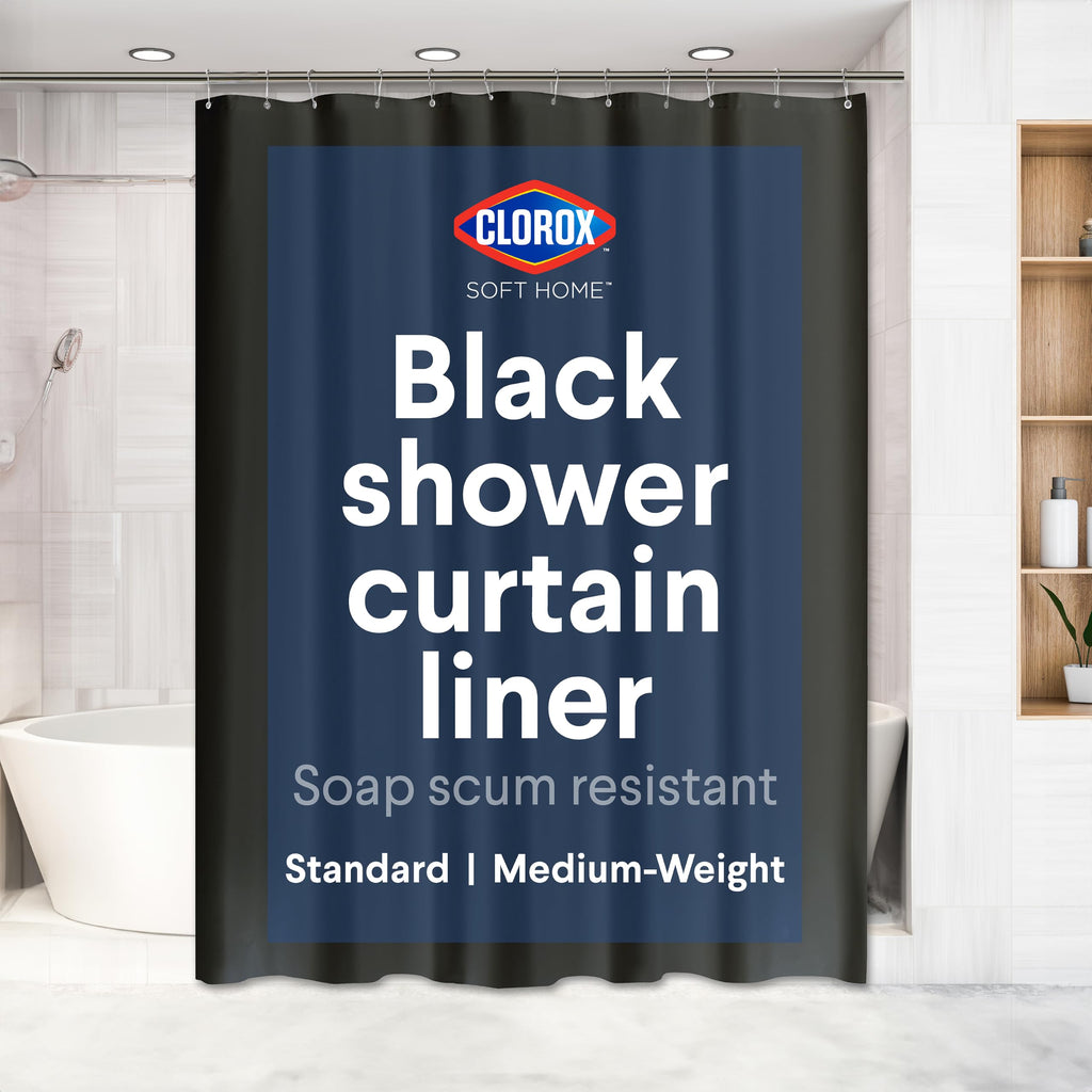 Clorox Shower Curtain Liner & Hooks, Premium Lightweight Flexible Waterproof 4g PEVA for Bathroom with Weighted Magnets, Standard Size 70" x 72", Frosty 1 Pack