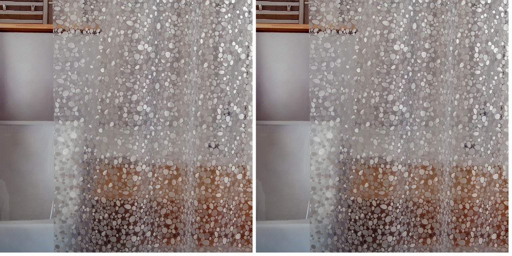 Bostofy Waterproof Shower Curtain Liner 8G EVA Thick Shower Curtain with Heavy Duty 3 Bottom Magnets, Shower Liner for Shower Stall, Bathtubs, 3D Pebble Pattern, 72 x 72,12 Hooks