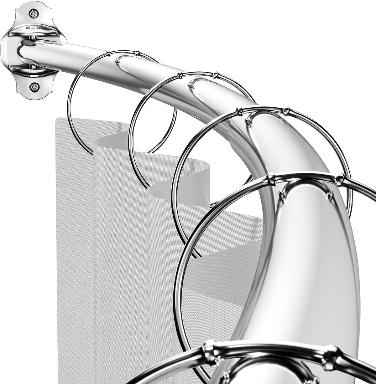 Mcrbeay Curved Shower Curtain Rod, Stainless Steel, Adjustable 40-72 inch