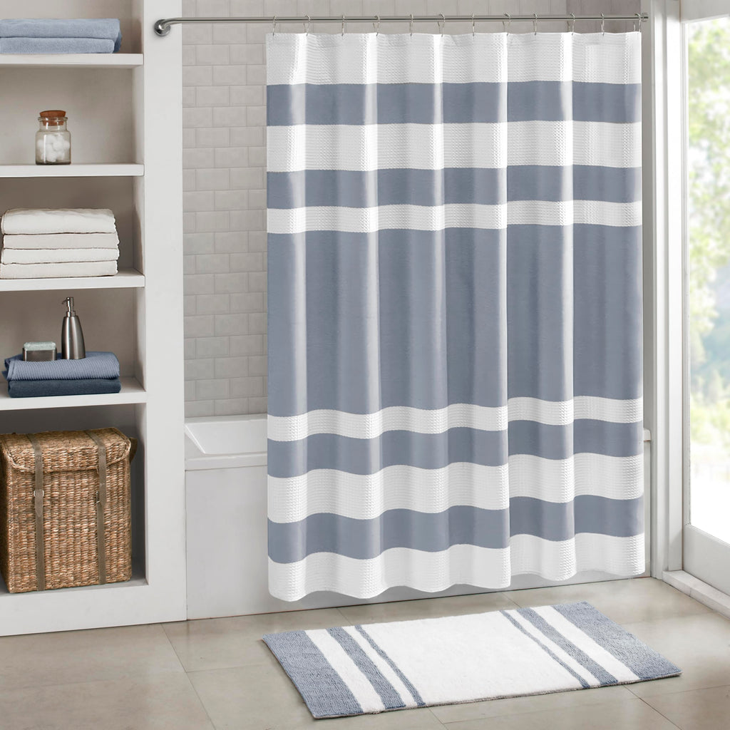 Madison Park Spa Waffle Shower Curtain for Bathroom, 72 x 72, Grey