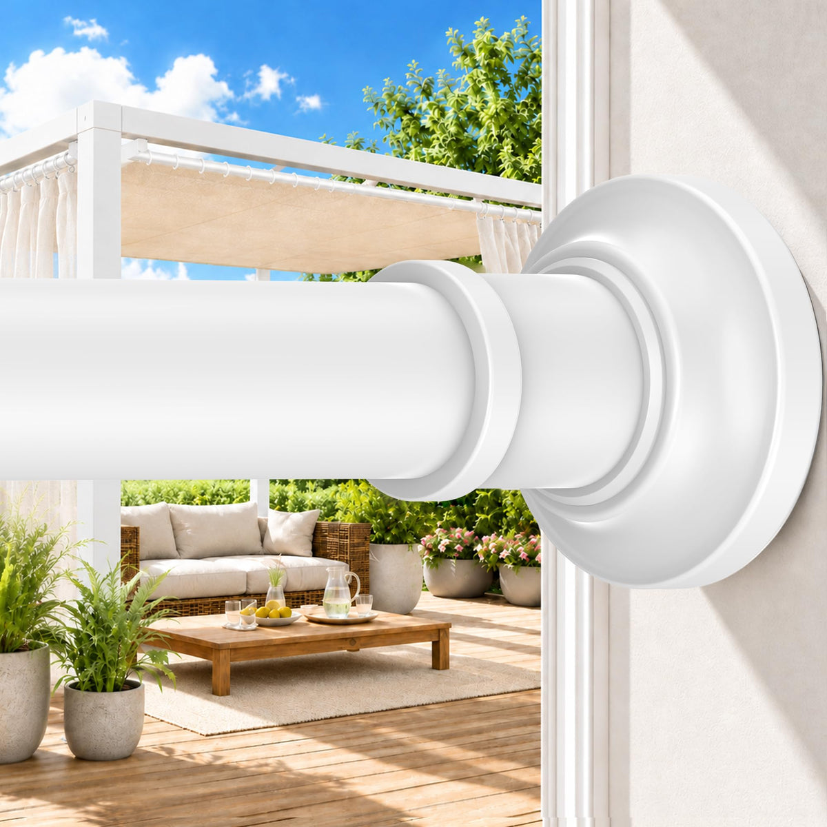 Outdoor Tension Rods No Drilling Long Shower Curtain Rod 30-120 Inch