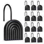 Square Shower Curtain Hooks, Decorative Bathroom Curtain Rings, Black