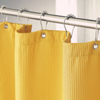 AmazerBath Short Shower Curtain 72x65 Inches, White Shower Curtain Waffle Textured, Heavy Duty 240GSM, Fabric Shower Curtain, Hotel Quality Bathroom Shower Curtains, Thick and Heavy