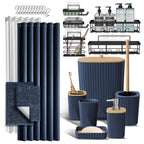 Clara Clark Black Bathroom Set, Shower Curtain Set, Bathroom Accessory Set