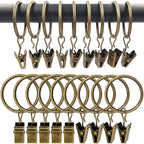 40 Pack Curtain Rings with Clips, Drapery Clips with Rings, Drapes Rings 1.26 in Interior Diameter, Fits up to 1 in Curtain Rod, Black