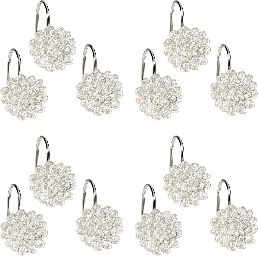 Zahari Home Rose Vine Shower Hooks Set - Curtain Rings with Unique Design - 12 Resin Hooks for Customizing Your Shower Space