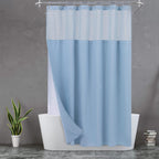 N&Y HOME Stall Waffle Weave Shower Curtain with Snap-in Liner White 36x72