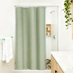 Seenus Natural Sage Green Linen Look Fabric Shower Curtain, Heavy Duty Faux Linen Textured Shower Curtain Water-Resistant, 72 x 72 Inch Soothing Forest Green Farmhouse Bathroom Decor Shower Curtains