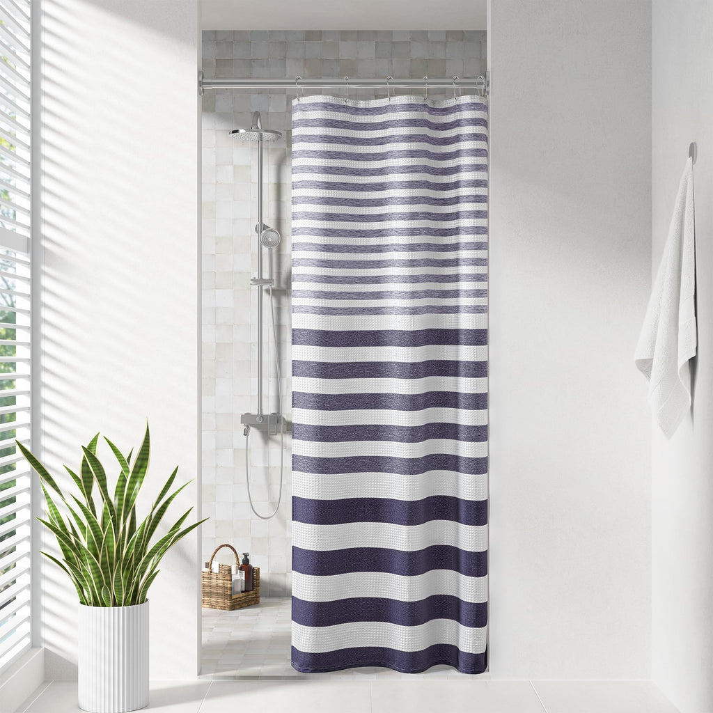 Madison Park Spa Waffle Shower Curtain for Bathroom, 72 x 72, Grey
