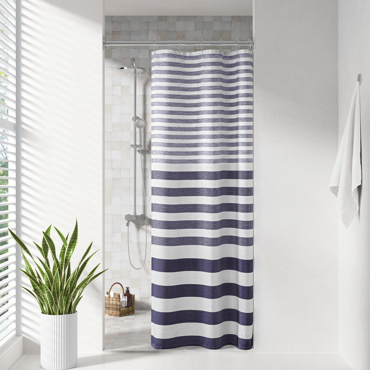 Madison Park Spa Waffle Shower Curtain for Bathroom, 72 x 72, Grey