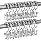 Titanker Shower Curtain Hooks Rings, Rust Resistant Metal Double Glide Shower Hooks for Bathroom Shower Rods Curtains, Set of 12 Hooks - White