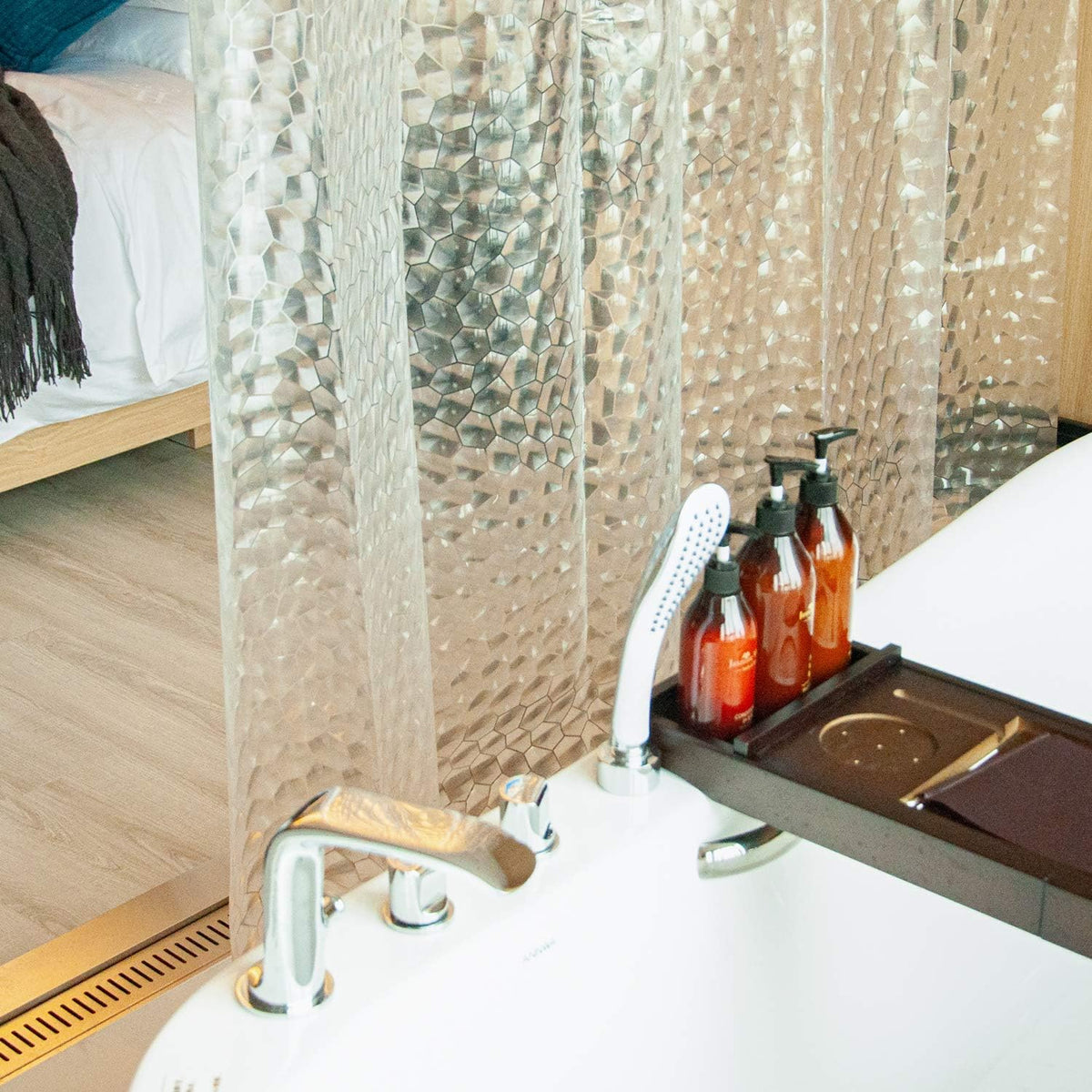 NTBAY EVA Shower Curtain Liner, 72 x 72, 6 Gauge, Clear Water Cube
