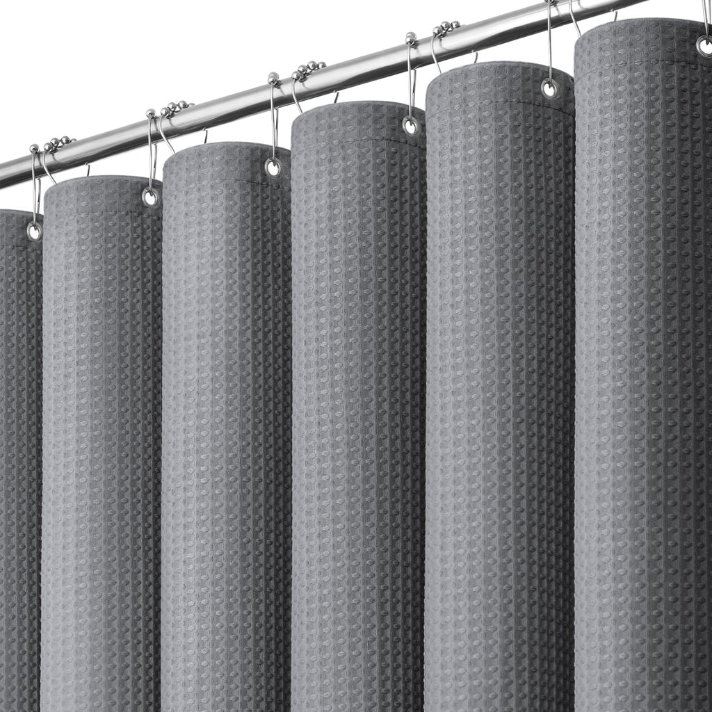 Dynamene Waffle Shower Curtain 256 GSM Heavy Duty Fabric 72"x72" Black