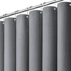 Dynamene Waffle Shower Curtain 256 GSM Heavy Duty Fabric 72x72 Beige/Khaki