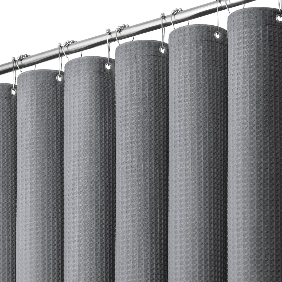 Dynamene Waffle Shower Curtain 256 GSM Heavy Duty Fabric 72x72 Beige/Khaki