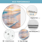 Ocean Beach Coastal Nautical Summer Sunset Shower Curtain for Bathroom 72W*72H Inch Seaside Seacoast Beachy Waves Bathtub Decor Seascape Neutral Cool Waterproof Polyester Fabric Set with 12 Hooks