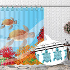 Sea Turtle Shower Curtain Hooks Rings,12PCS Blue Ocean Bathroom Decor