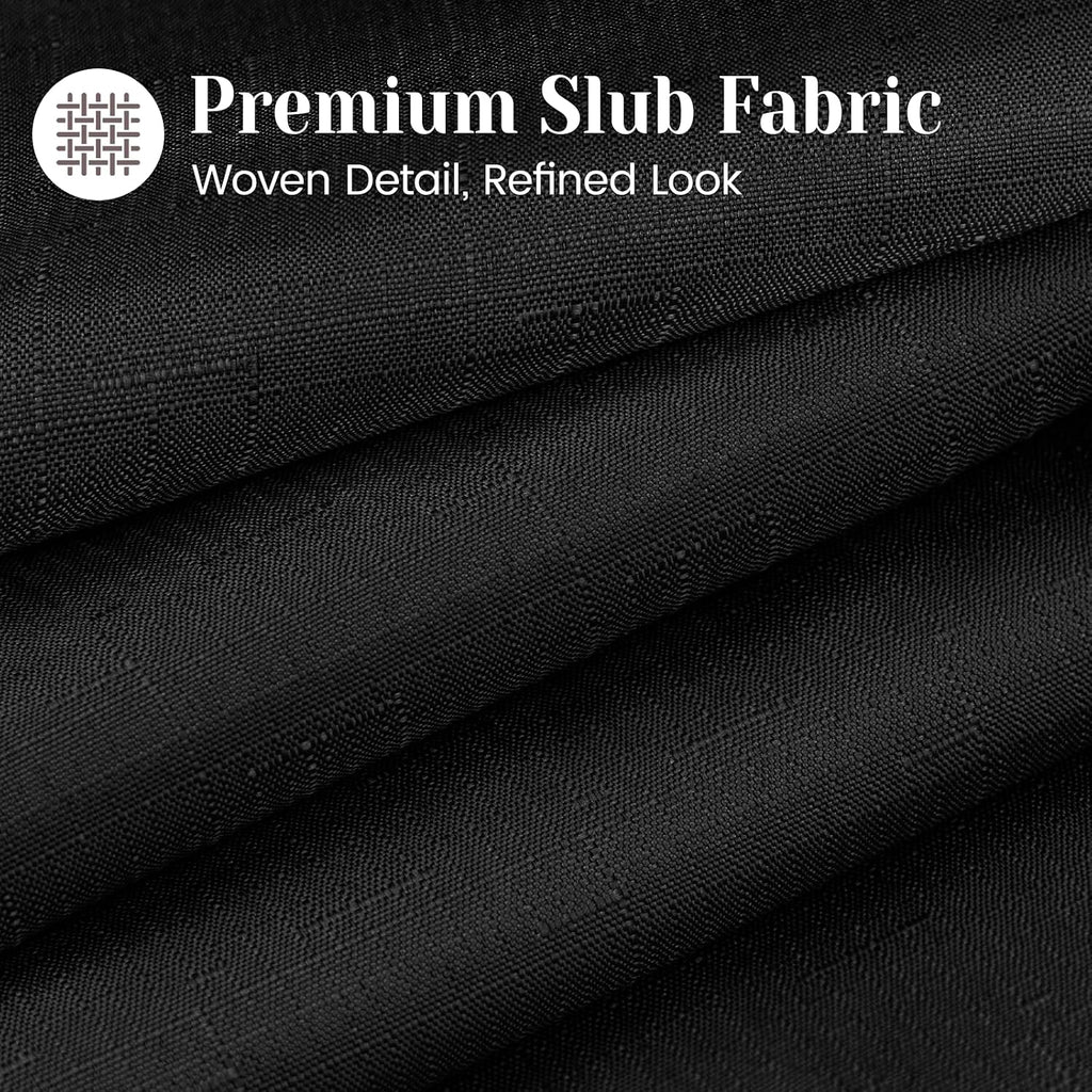 SORTTO Ringless Slub Shower Curtain with Snap in Liner, 71x74, Black